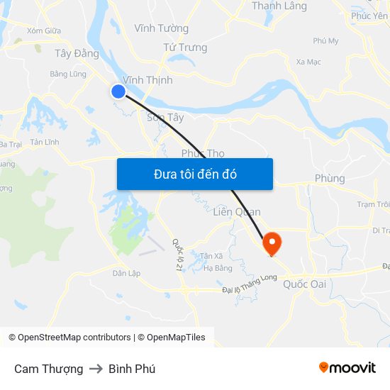 Cam Thượng to Bình Phú map