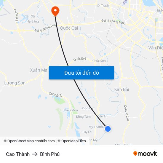 Cao Thành to Bình Phú map