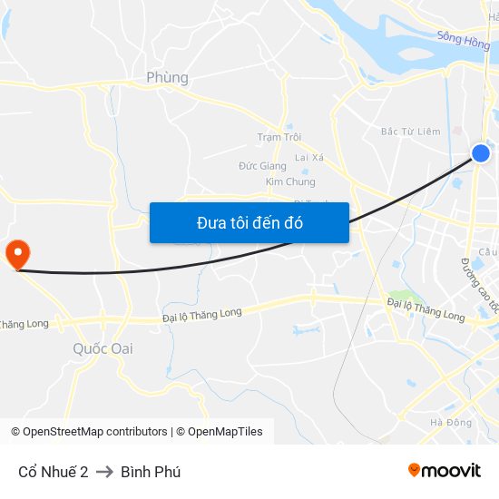 Cổ Nhuế 2 to Bình Phú map