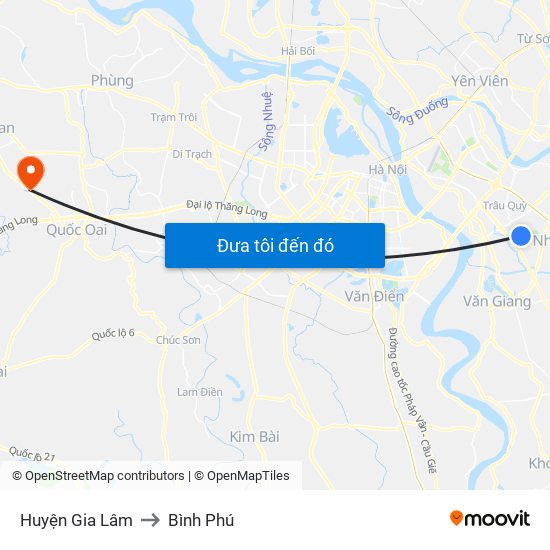 Huyện Gia Lâm to Bình Phú map