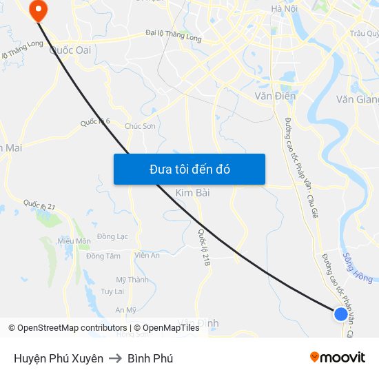 Huyện Phú Xuyên to Bình Phú map