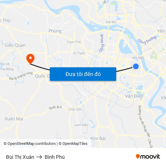 Bùi Thị Xuân to Bình Phú map