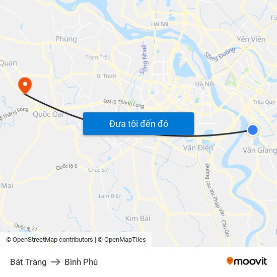 Bát Tràng to Bình Phú map