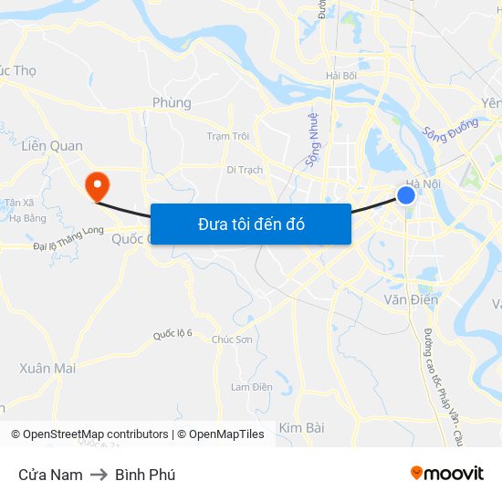 Cửa Nam to Bình Phú map