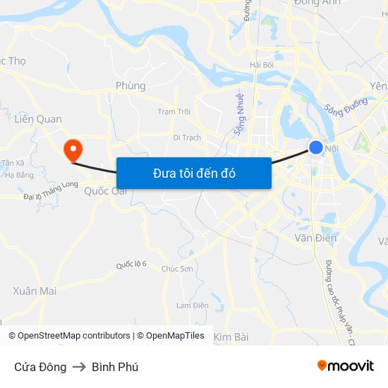Cửa Đông to Bình Phú map
