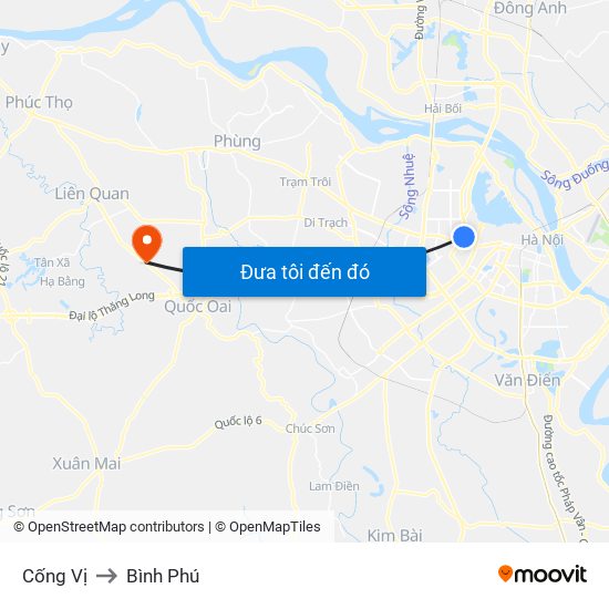 Cống Vị to Bình Phú map
