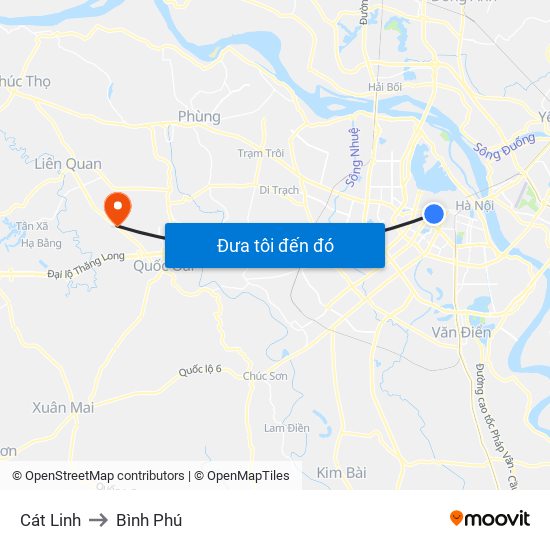 Cát Linh to Bình Phú map