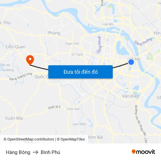 Hàng Bông to Bình Phú map