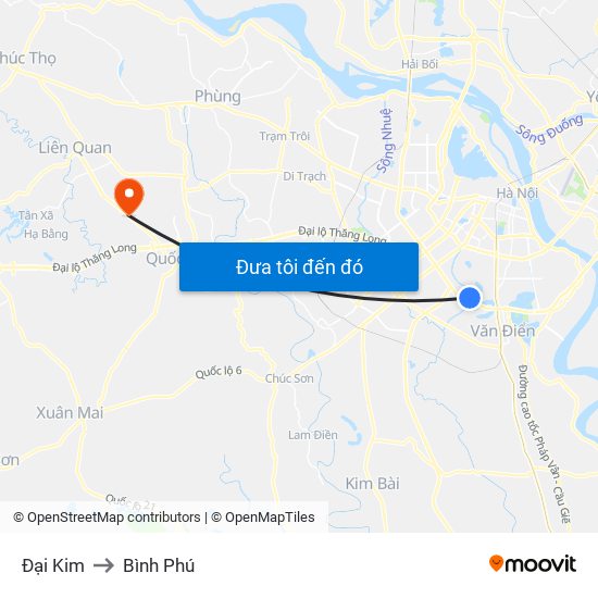 Đại Kim to Bình Phú map