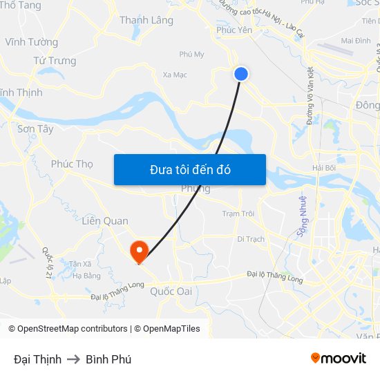 Đại Thịnh to Bình Phú map