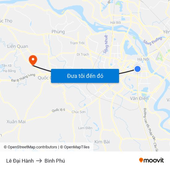 Lê Đại Hành to Bình Phú map