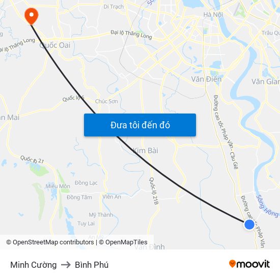 Minh Cường to Bình Phú map