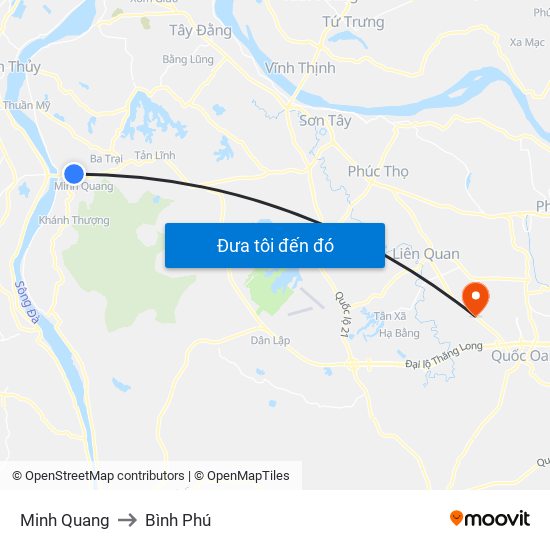 Minh Quang to Bình Phú map