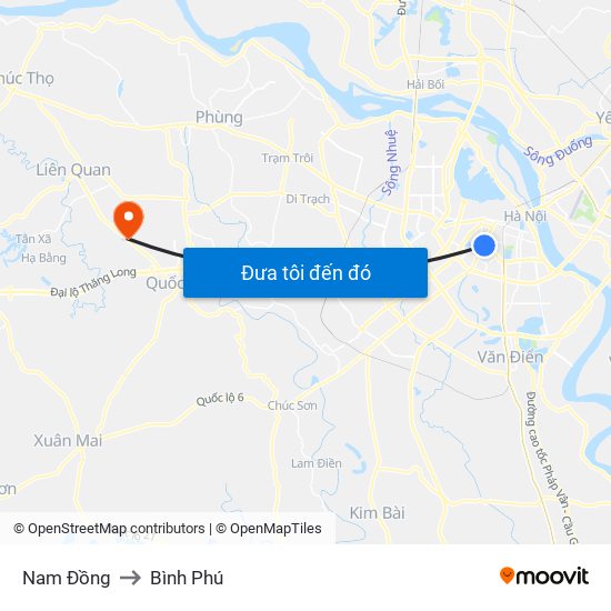 Nam Đồng to Bình Phú map