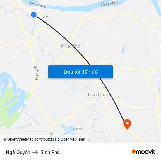 Ngô Quyền to Bình Phú map