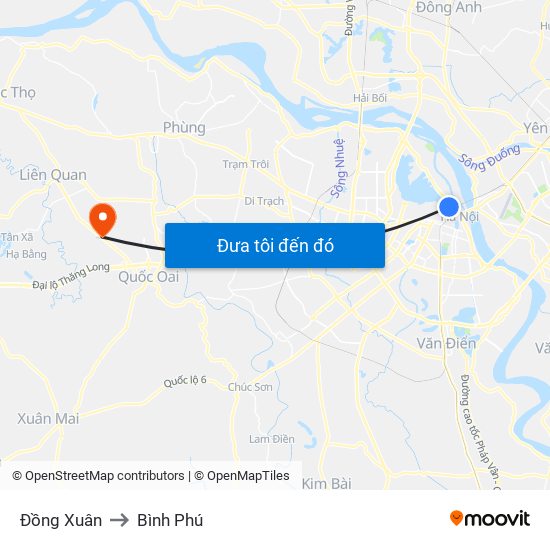 Đồng Xuân to Bình Phú map