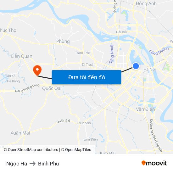 Ngọc Hà to Bình Phú map