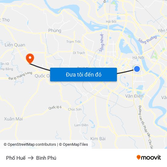 Phố Huế to Bình Phú map