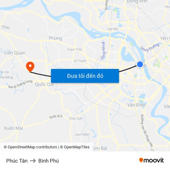 Phúc Tân to Bình Phú map