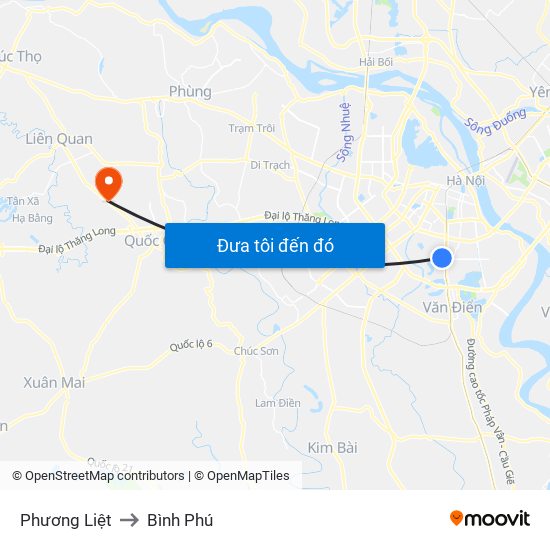 Phương Liệt to Bình Phú map