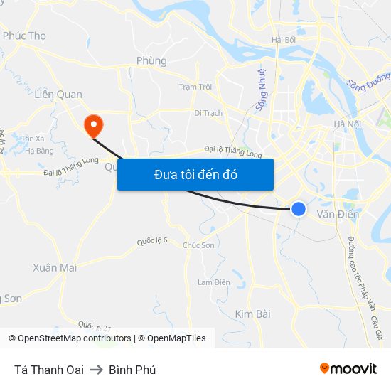 Tả Thanh Oai to Bình Phú map