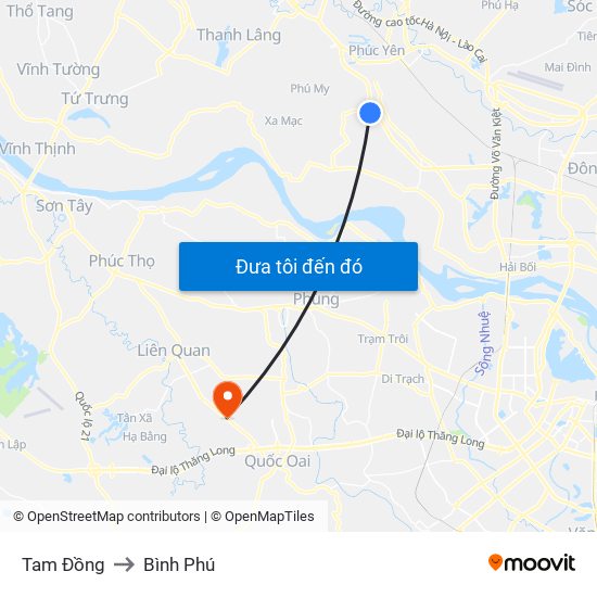 Tam Đồng to Bình Phú map