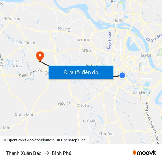 Thanh Xuân Bắc to Bình Phú map