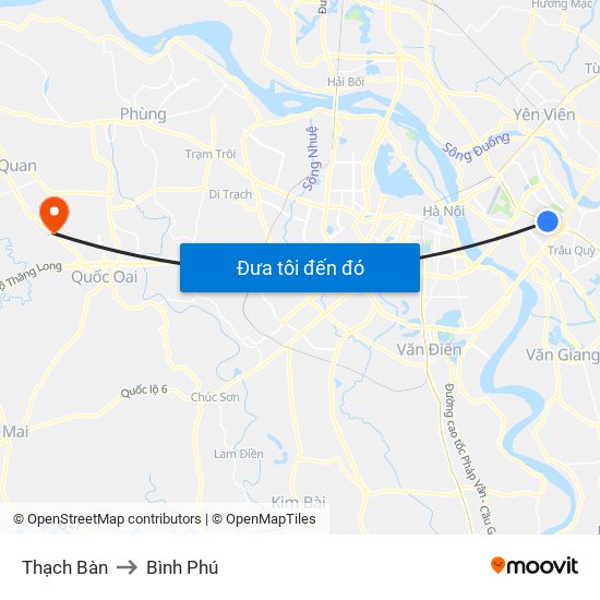 Thạch Bàn to Bình Phú map