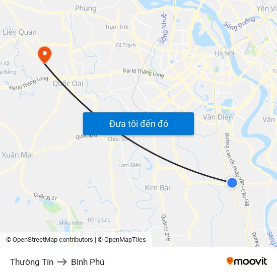 Thường Tín to Bình Phú map