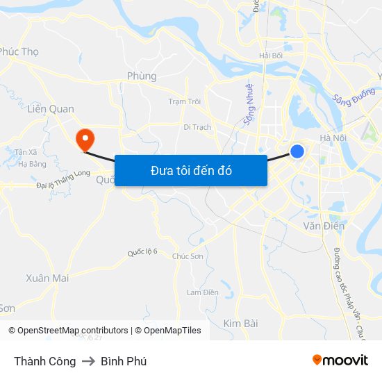 Thành Công to Bình Phú map