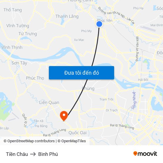 Tiền Châu to Bình Phú map