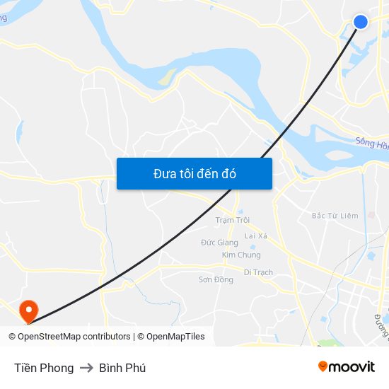 Tiền Phong to Bình Phú map