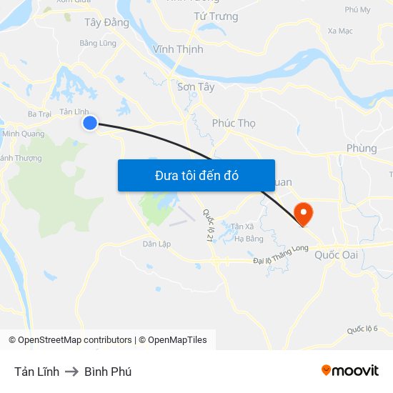 Tản Lĩnh to Bình Phú map