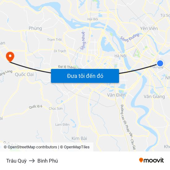 Trâu Quỳ to Bình Phú map