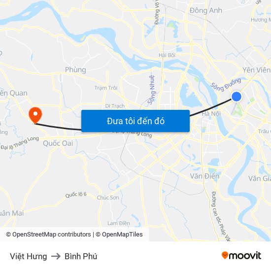 Việt Hưng to Bình Phú map