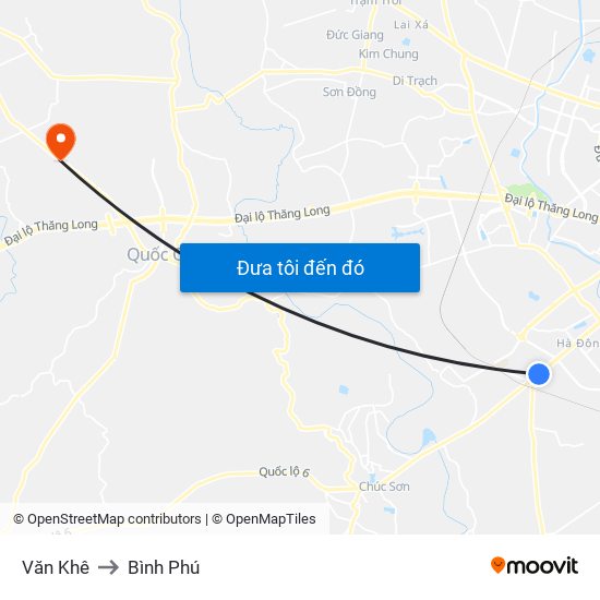 Văn Khê to Bình Phú map