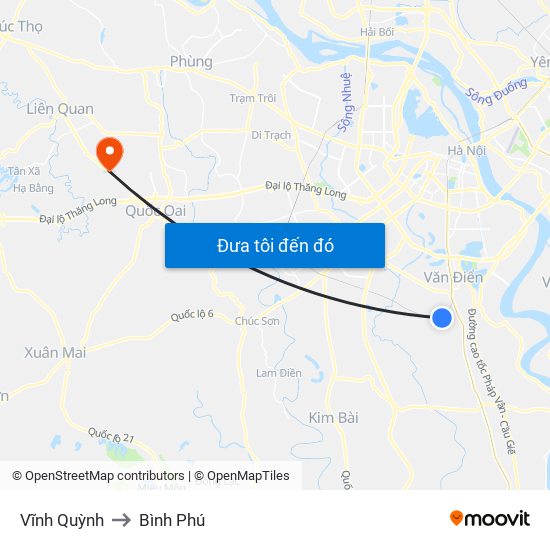 Vĩnh Quỳnh to Bình Phú map