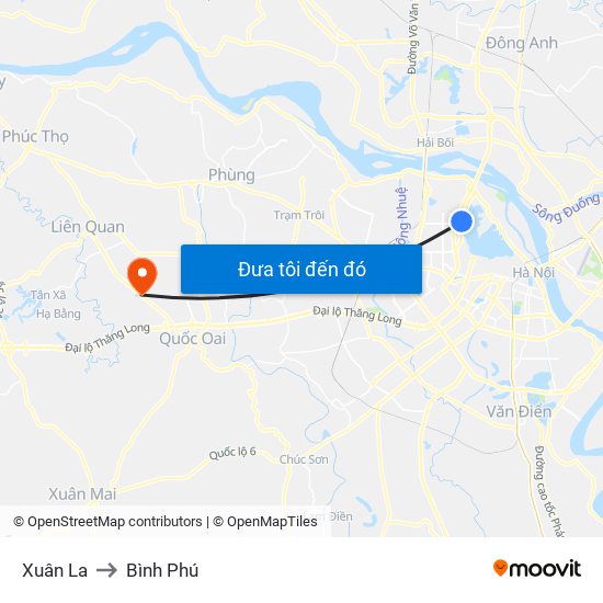 Xuân La to Bình Phú map