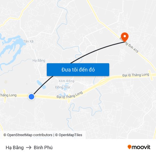 Hạ Bằng to Bình Phú map