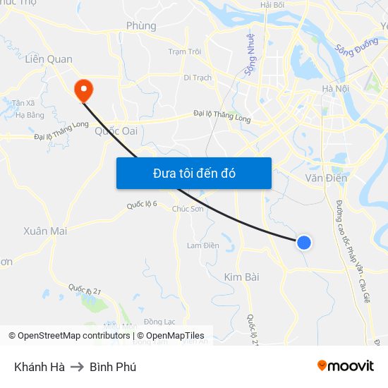 Khánh Hà to Bình Phú map