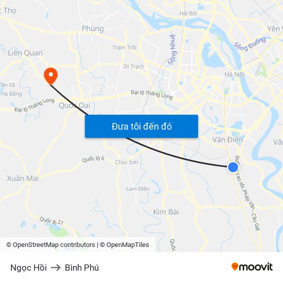 Ngọc Hồi to Bình Phú map