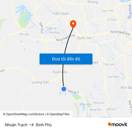 Nhuận Trạch to Bình Phú map
