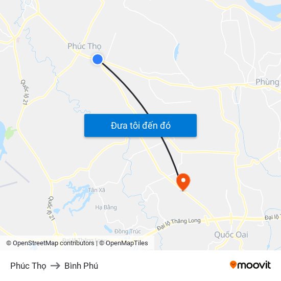 Phúc Thọ to Bình Phú map