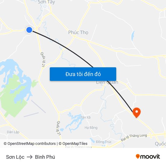 Sơn Lộc to Bình Phú map