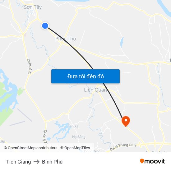 Tích Giang to Bình Phú map