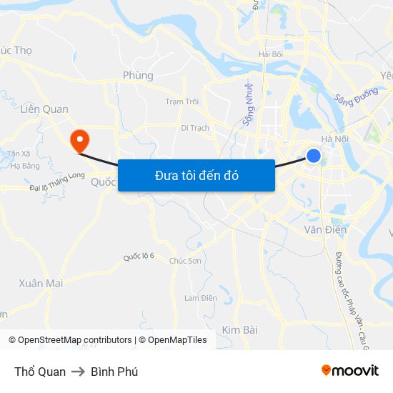 Thổ Quan to Bình Phú map