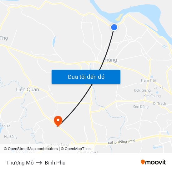 Thượng Mỗ to Bình Phú map