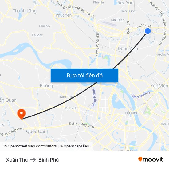 Xuân Thu to Bình Phú map