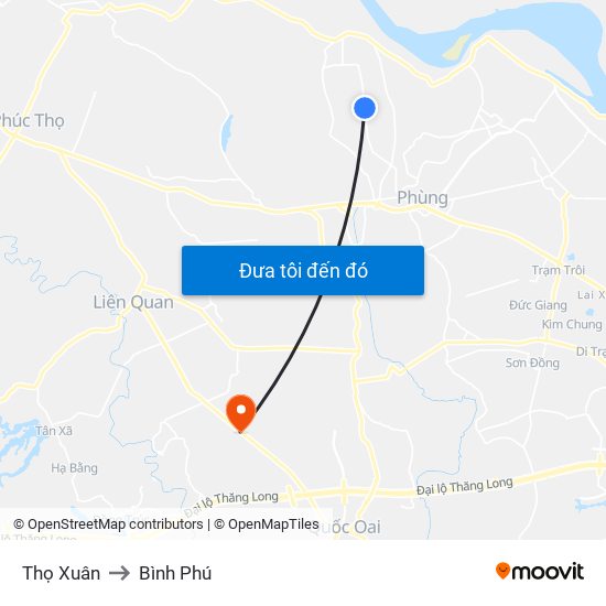 Thọ Xuân to Bình Phú map
