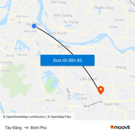 Tây Đằng to Bình Phú map